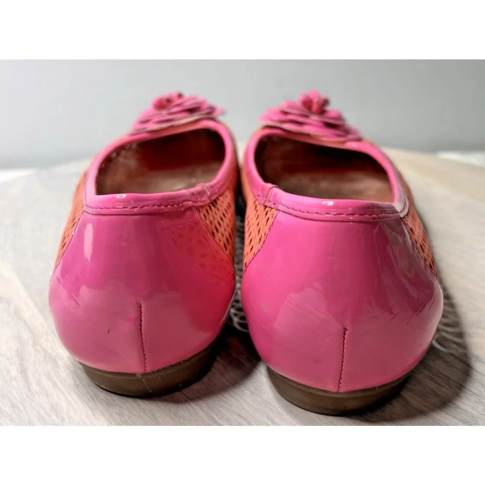 Anne Klein Pink Perforated Ballet Flats with Flower Accent Women’s Size 8.5 - Picture 6 of 9